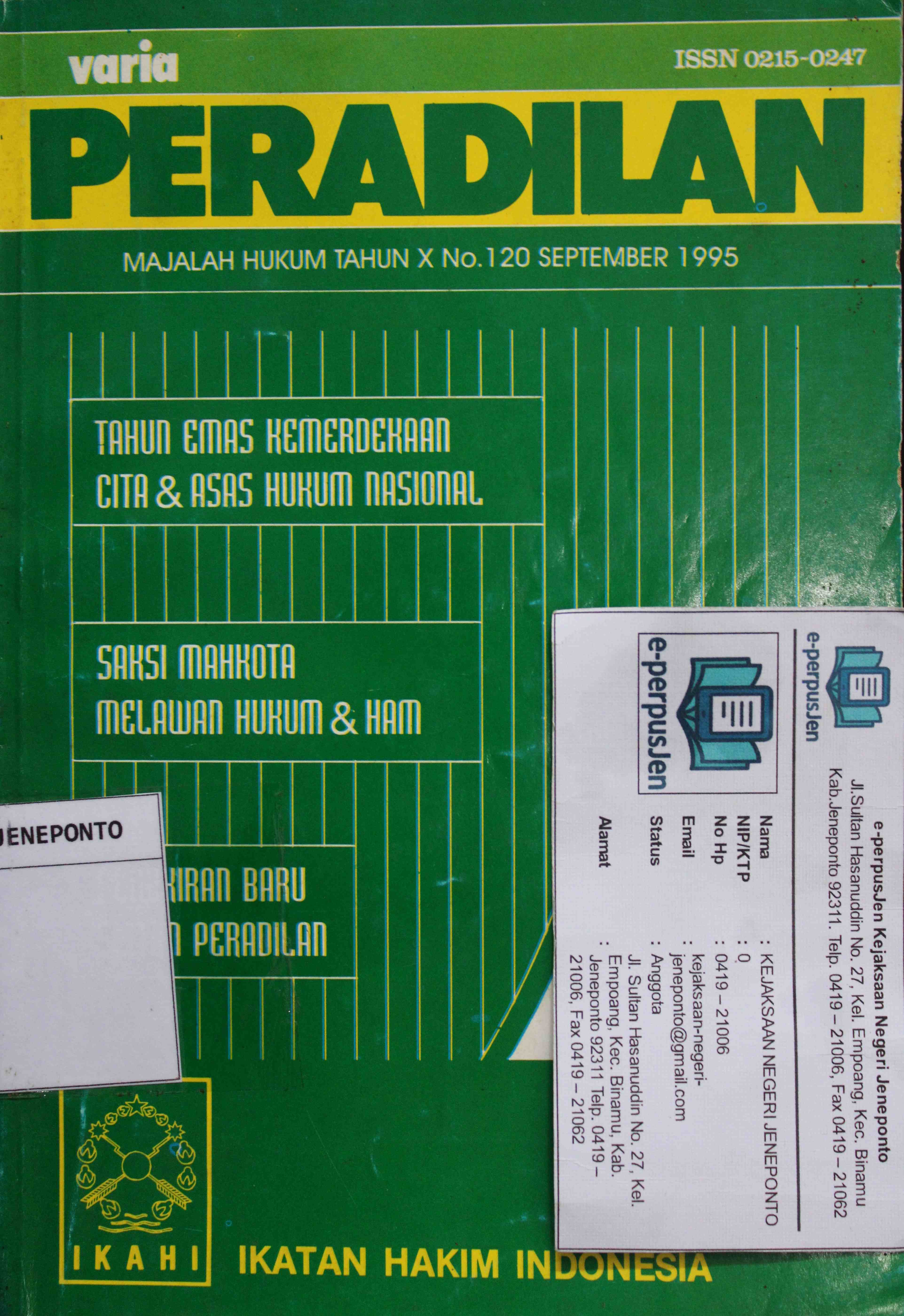 Varia Peradilan Majalah Hukum Tahun X No 120 September 1995